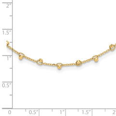 14K Polished and Diamond-cut Beaded 16 inch Necklace Plus 2 inch Extender