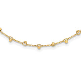 14K Polished and Diamond-cut Beaded 16 inch Necklace Plus 2 inch Extender