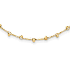 14K Polished and Diamond-cut Beaded 16 inch Necklace Plus 2 inch Extender