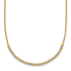 14K Two-tone Diamond-cut Beaded 18 inch Necklace