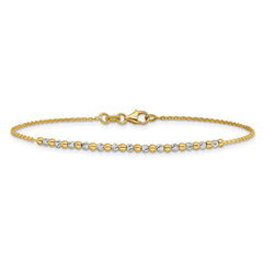 14K Two-tone Diamond-cut Beaded 7.5 inch Bracelet - 2