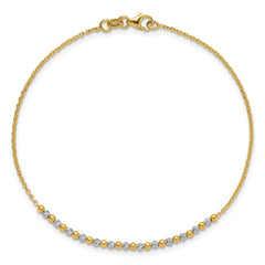 14K Two-tone Diamond-cut Beaded 7.5 inch Bracelet - 2