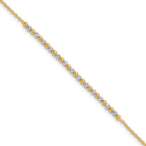 14K Two-tone Diamond-cut Beaded 7.5 inch Bracelet - 2