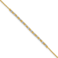 14K Two-tone Diamond-cut Beaded 7.5 inch Bracelet - 2
