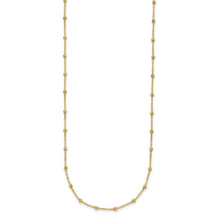 14K Polished and Diamond-cut Beaded 16.75 inch Station Necklace