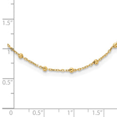 14K Polished and Diamond-cut Beaded 16.75 inch Station Necklace