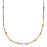 14K Polished and Diamond-cut Beaded 16.75 inch Station Necklace