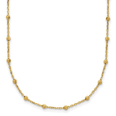 14K Polished and Diamond-cut Beaded 16.75 inch Station Necklace