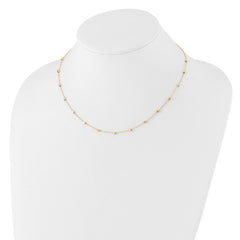 14K Polished Cube Bead 17 inch Station Necklace
