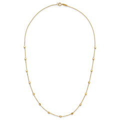 14K Polished Cube Bead 17 inch Station Necklace