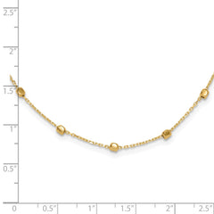 14K Polished Cube Bead 17 inch Station Necklace