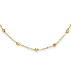 14K Polished Cube Bead 17 inch Station Necklace