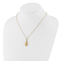 14k Polished Hollow Teardrop Pendant 18 inch Necklace