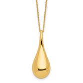 14k Polished Hollow Teardrop Pendant 18 inch Necklace