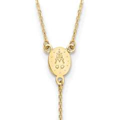 14K Polished Miraculous Medal and Cross Rosary Design 17.75 inch Y-Drop Necklace