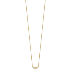 14k Polished 3-Stone CZ 18 inch Necklace Plus 2 inch Extender