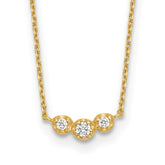 14k Polished 3-Stone CZ 18 inch Necklace Plus 2 inch Extender