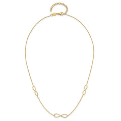 14K Polished Infinity Symbol 16 inch 3-Station Necklace Plus 2 inch Extender