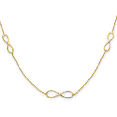 14K Polished Infinity Symbol 16 inch 3-Station Necklace Plus 2 inch Extender