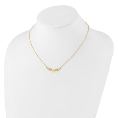 14K Polished Wings and Heart 17 inch Necklace