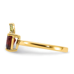 14K Gold Garnet and Peridot Apple Ring