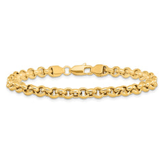 14k Polished Fancy 5mm Rolo Link 8.5 inch Bracelet