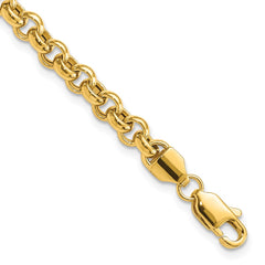 14k Polished Fancy 5mm Rolo Link 8.5 inch Bracelet