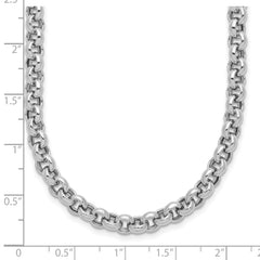 14k White Gold Polished Fancy 5mm Rolo Link 18 inch Necklace