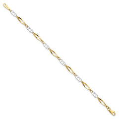 14k Two-Tone Polished Fancy Link 7 inch Bracelet
