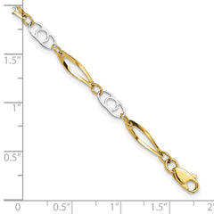 14k Two-Tone Polished Fancy Link 7 inch Bracelet