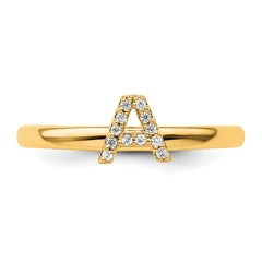 14K Stackable Diamond Initial A Ring