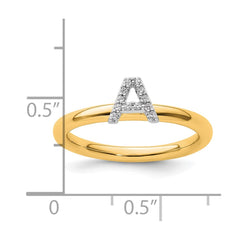 14K Stackable Diamond Initial A Ring