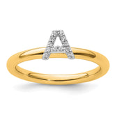 14K Stackable Diamond Initial A Ring