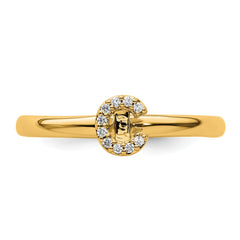 14K Stackable Diamond Initial C Ring
