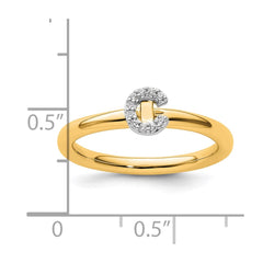 14K Stackable Diamond Initial C Ring