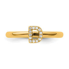 14K Stackable Diamond Initial D Ring