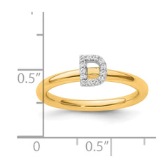 14K Stackable Diamond Initial D Ring