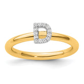 14K Stackable Diamond Initial D Ring