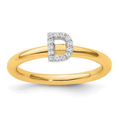 14K Stackable Diamond Initial D Ring