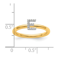 14K Stackable Diamond Initial E Ring