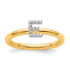 14K Stackable Diamond Initial E Ring