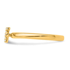 14K Stackable Diamond Initial F Ring