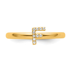 14K Stackable Diamond Initial F Ring