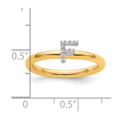 14K Stackable Diamond Initial F Ring