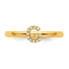14K Stackable Diamond Initial G Ring