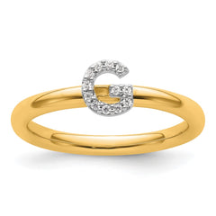 14K Stackable Diamond Initial G Ring