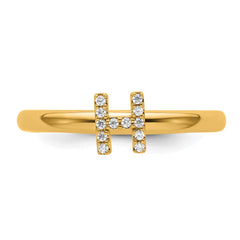 14K Stackable Diamond Initial H Ring