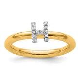 14K Stackable Diamond Initial H Ring