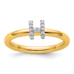 14K Stackable Diamond Initial H Ring