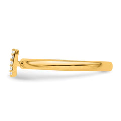 14K Stackable Diamond Initial I Ring
